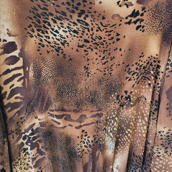 Vue Point Womens Top 2X Plus 3/4 Sleeve Brown Animal Print Travel ANI53E - Picture 5 of 7